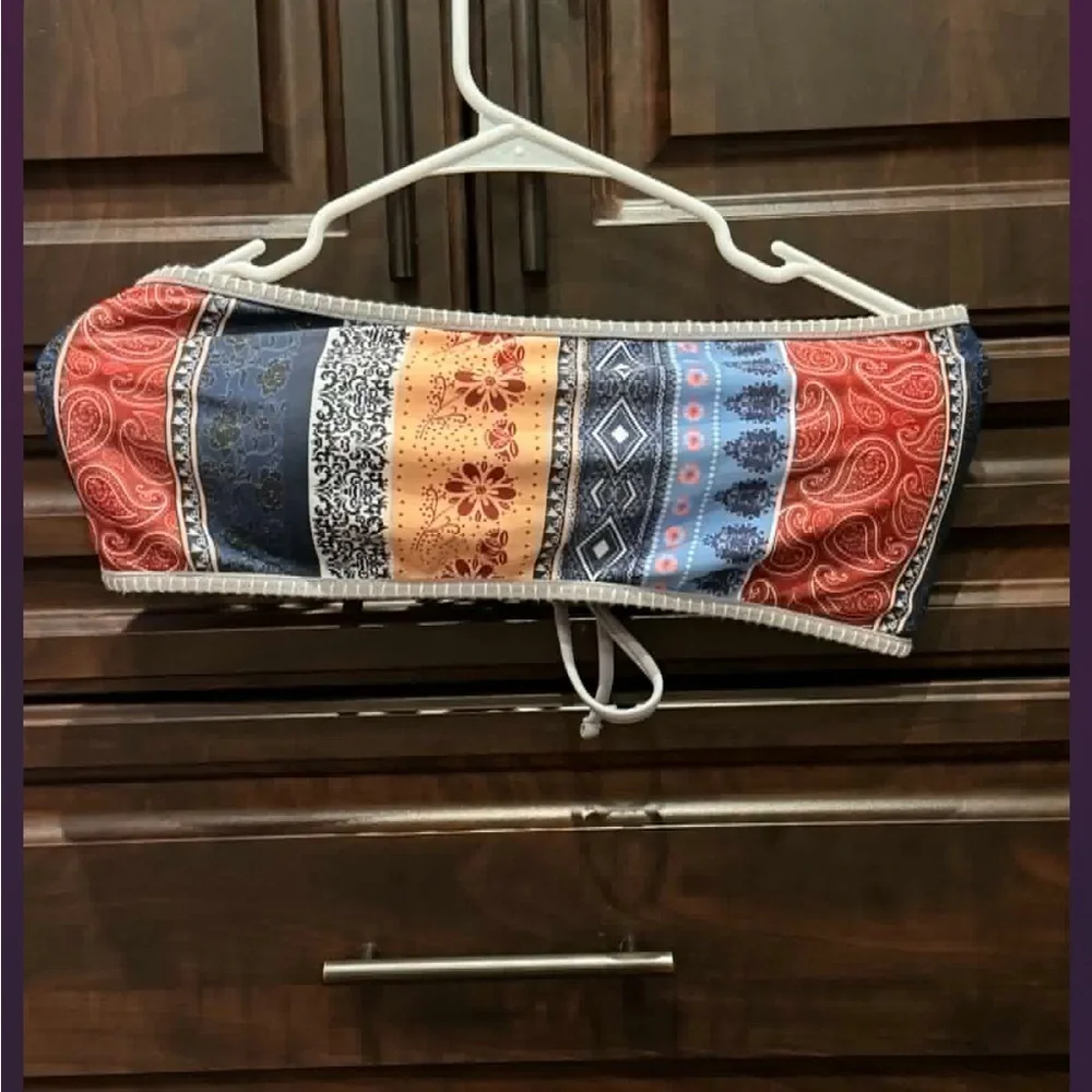 Colorful Patterned Bikini Set strapless LARGE